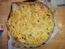 Quiche au maïs, dés de jambon & dés d'oignons