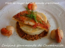 Filets de rouget barbet, mousse d'artichaut