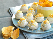 Champignons farcis au fromage frais et tortillas façon crumble