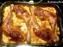 Gratin de cuisses de poulet aux pommes de terres gratinées