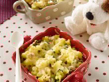 Gratin de pommes de terre au thon et épinards