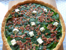 Tarte d'épinards au bacon et chèvre maison