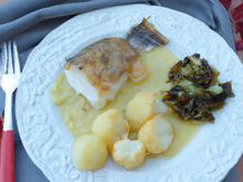 Aumônière de pommes de terre au chou et au haddock