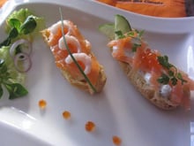 L'éclair cervelle de canut, saumon fumé et ses œufs