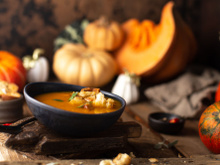 Soupe à la citrouille et ses croûtons maison