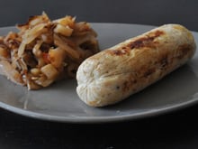 Compotée de chou blanc au vinaigre de cidre et boudin blanc