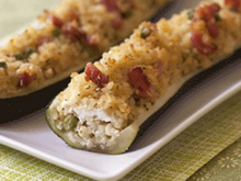 Courgettes farcies au boulghour et lardons