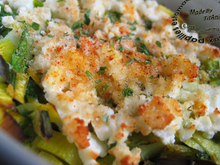 Gratin poireaux, vert d'ail, céleri, chou rave croustillant à la fêta