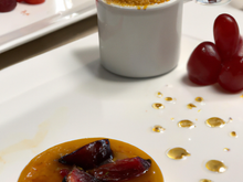 Crème brûlée au foie gras PIERRE de CHAUMEYRAC et fruits secs concassés