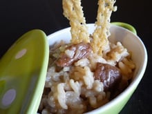 Risotto aux cèpes et gressins de parmesan croustillants