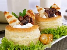 Vol au vent de poulet au Philadelphia et aux champignons
