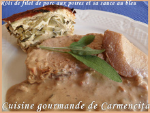 Rôti de filet de porc aux poires et sa sauce au bleu