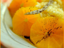 Riz au lait, orange maltaise et huile d'olive à la vanille