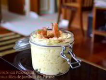 Risotto au parmesan et croustilles de jambon de Parme