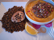 Rémoulade de lentilles et gésiers confits au foie gras