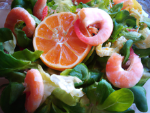Salade aux crevettes et aux agrumes