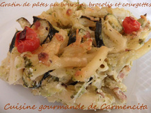 Gratin de pâtes au boursin, brocolis et courgettes
