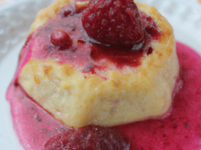 Crémeux de semoule et coulis de fruits rouges