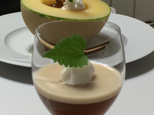 Mousse de melon et sa gelée de porto
