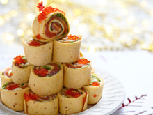 Wraps au saumon fumé et œufs de saumon