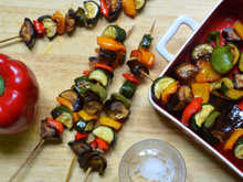 Brochettes de légumes marinées au ketchup