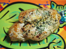 Escalopes de dinde marinées dans le vinaigre de mangue et fines herbes