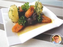 Bœuf bourguignon et sa marinade aux petits légumes