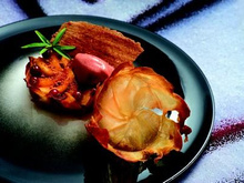 Tarte aux deux pommes et orange, crumble de châtaignes