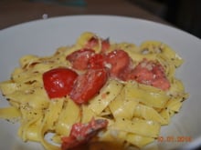 Tagliatelles au pesto et saumon fumé