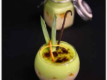 Petite verrine de riz au lait, clémentine et sabayon à la chartreuse