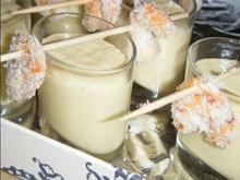 Smoothie mangue et ses crevettes panées à la coco