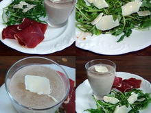 Pannacotta de champignons, roquette et viande de grison