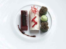 Bar de ligne, betteraves rouges, caviar osciètre d'Iran