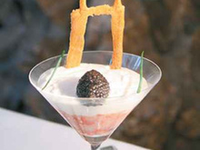 Marinade de langoustines et Piquillos au caviar d'Aquitaine