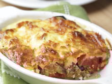 Gratin de courgettes et tomates au Saint Agur