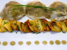 Ravioles de kaki persimon au foie gras