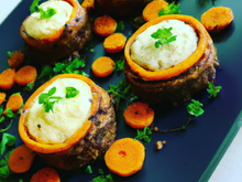 Moelleux aux carottes cœur coulant de chèvre et tapenade