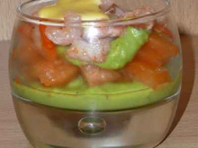 Verrine guacamole melon crevettes