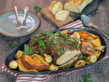 Gigot d'agneau rôti aux légumes d'automne