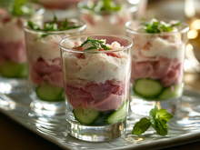 Verrine mousseline de jambon et concombres