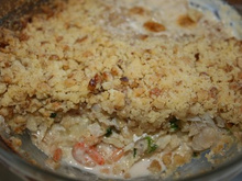Crumble aux noix, de poisson et crevettes
