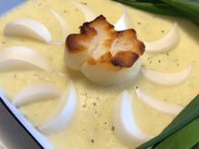 Fondue de poireau aux saint jacques