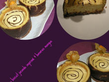 Puits au biscuit joconde imprimé et bavarois à la mangue