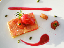 Craquant de fraises et bonbons rhubarbe