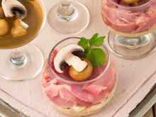 Verrines au jambon et champignons