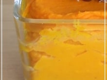 Flans de potimarron et viande des Grisons