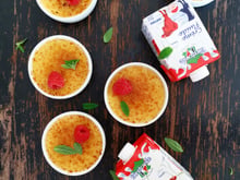 Crème catalane aux framboises et verveine