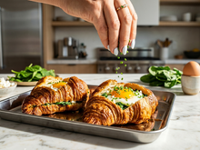 La recette du croissant farci aux épinards, oeufs et féta, parfaite pour le brunch
