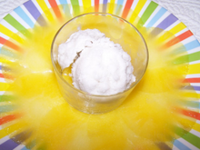 Carpaccio d'ananas et granité rhum -coco