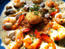 Schtroumpf crevettes sauce aux huîtres